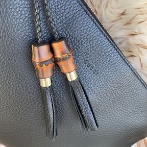 Gucci NWT Black Bamboo Tassel Clutch